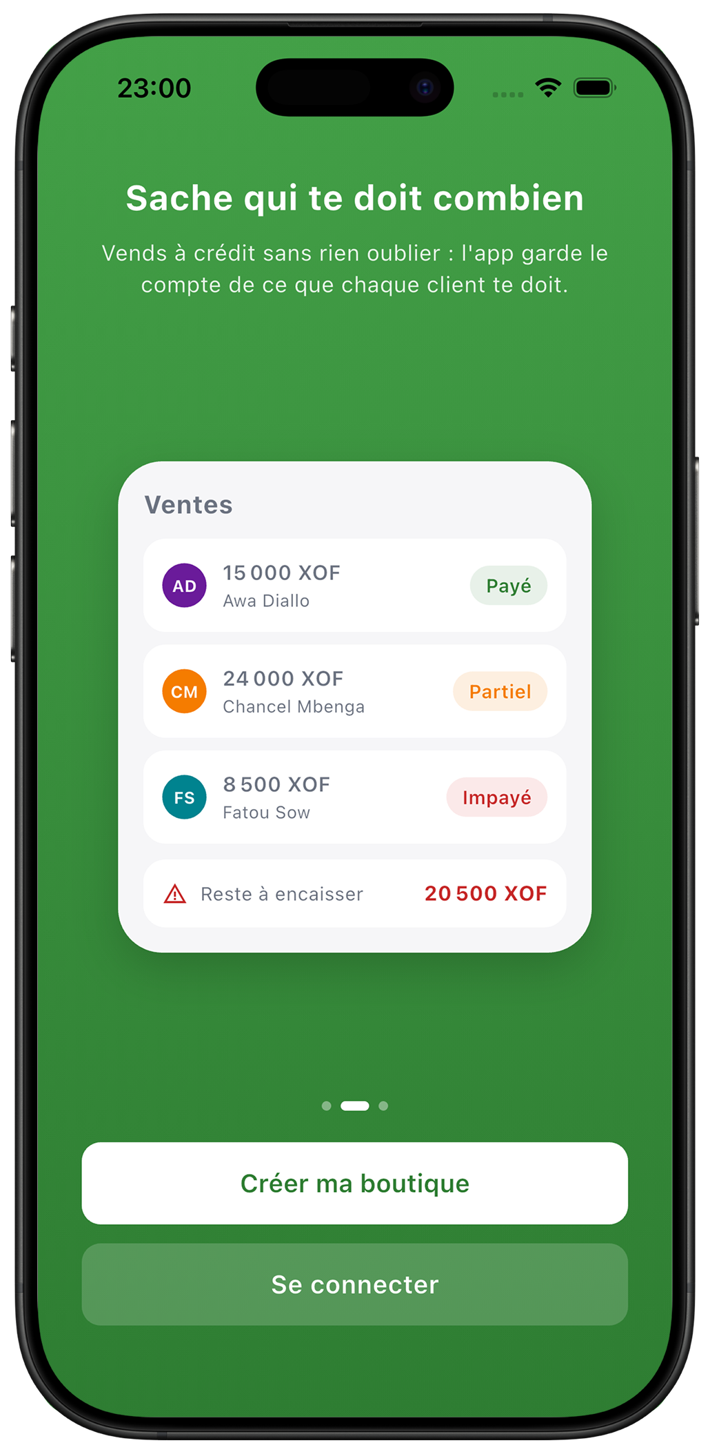 Suivi des ventes et des impayés MaBoutique